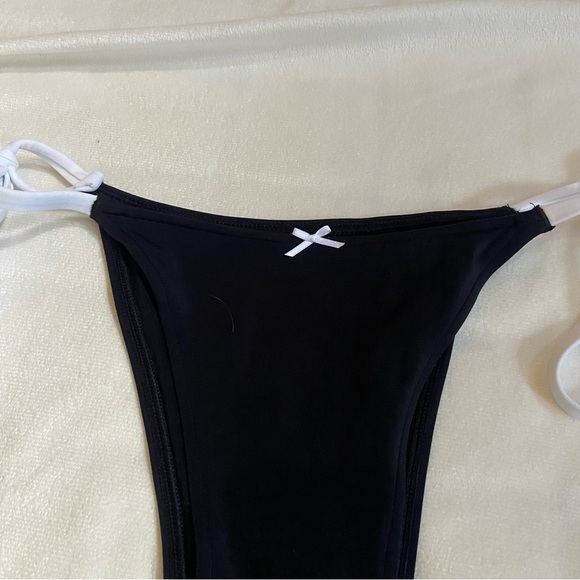 New! Frankie's Bikinis Rosemary Black White Tie Bikini Bottom M 1562 - Picture 3 of 8